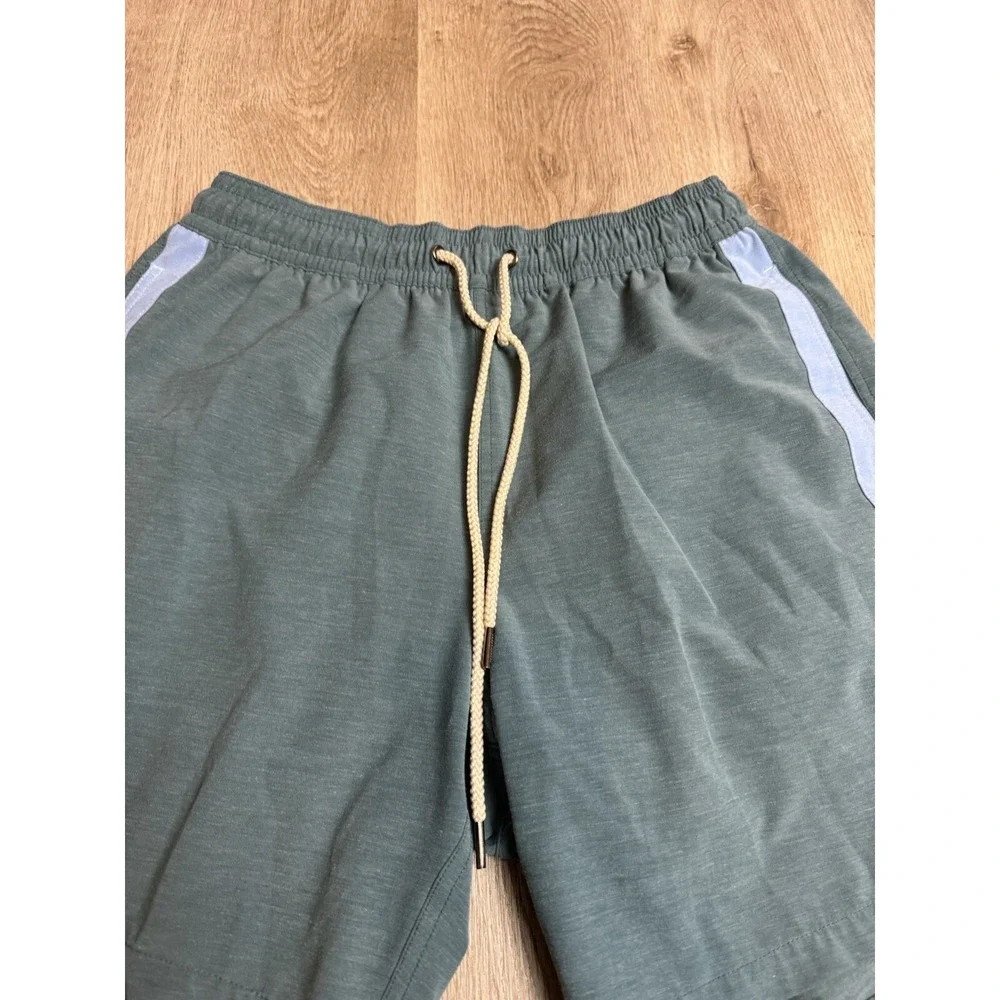 Fair Harbor XL Mens Hybrid Swim‎ Trunks Shorts Blue Striped Elastic Waist Casual
